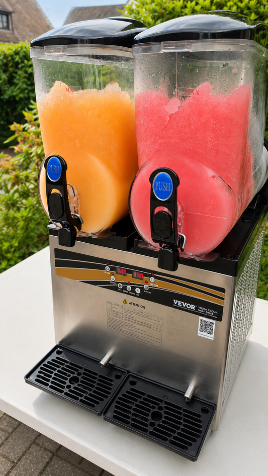 Mz Eventz Slush-Eis-Maschine mit 2x15 Liter Tank und Sirp