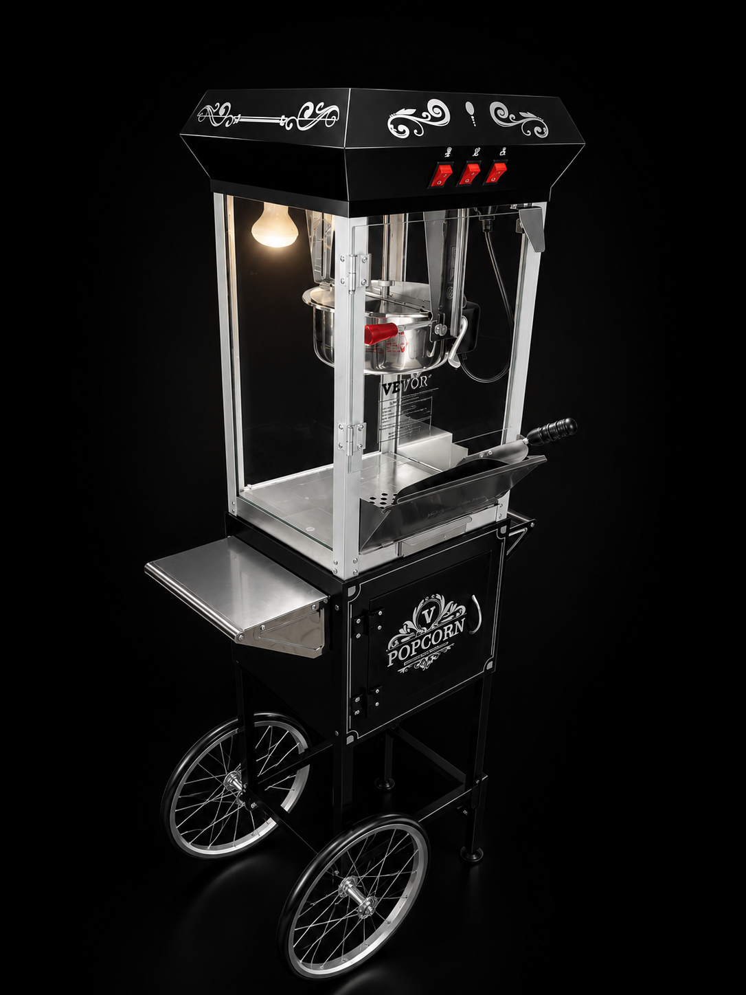 Mz Eventz Popcornmaschine als Wagen, schwarz
