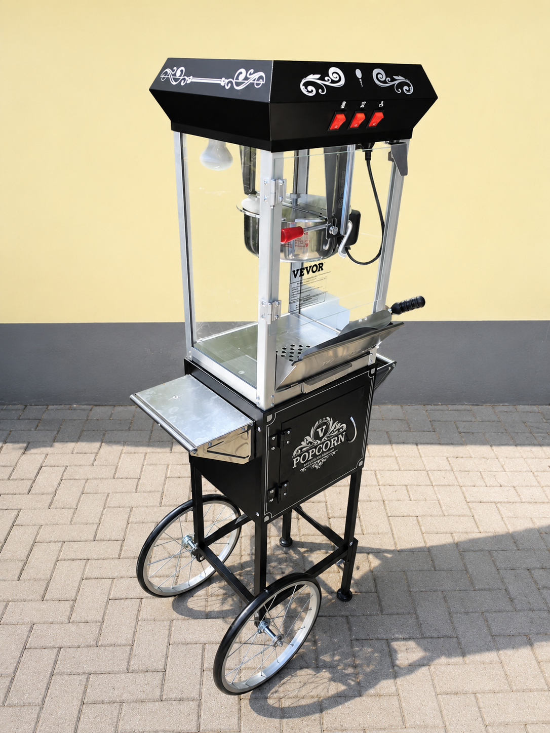 Mz Eventz Popcornmaschine als Wagen in schwarz
